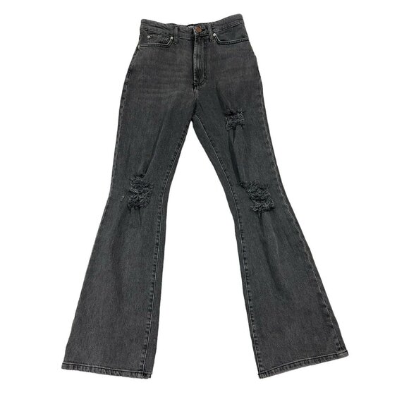 BDG Stretch High Rise Flare Jeans Women's 27 Distressed Black Y2K‎ 31"Inseam - Picture 1 of 9
